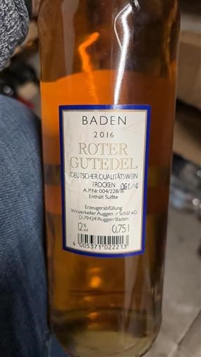 Baden Ni doloceno Winzergenossenschaft Auggen Roter Gutedel 2016
