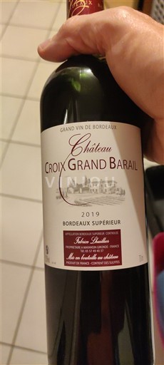 Bordeaux Bordeaux supérieur Château Croix Grand Barail 2019