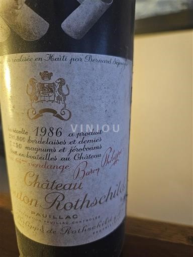 Bordeaux Pauillac Grand Cru Château Mouton Rothschild 1986