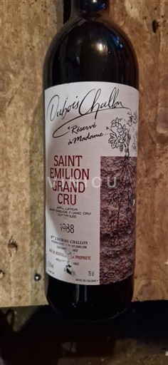 Bordeaux Saint-Émilion Grand Cru Grand Cru Dubois Challon Réserve à Madame 1988