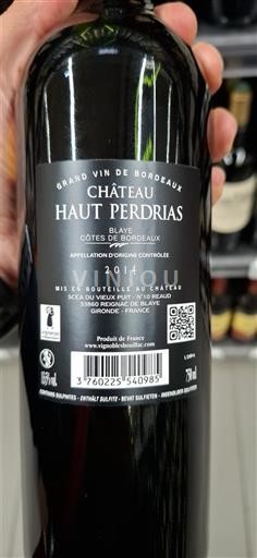 Bordeaux Blaye-Côtes-de-Bordeaux Château Haut Perdria 2014