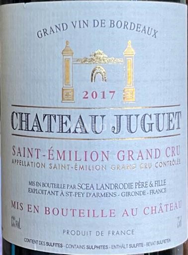 Bordeaux Saint-Émilion Grand Cru Château Juguet Grand Vin de Bordeaux 2017