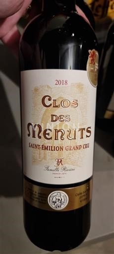 Burdeos Saint-Émilion Gran Cru Clos des Menuts 2018