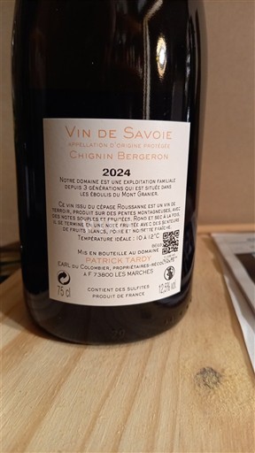 Savoie ja Bugey Chignin-Bergeron Patrick TARDY Chignin Bergeron 2024