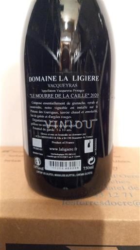 Rhône-dalen Vacqueyras Domaine La Ligière Le Mourre de la Caille 2020