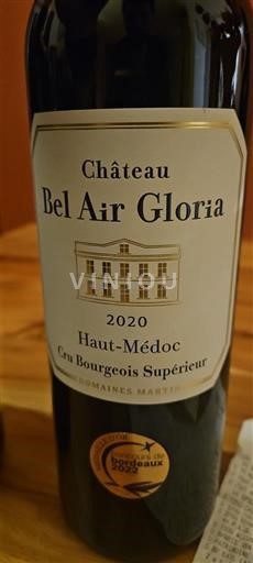 Bordeaux Haut-Médoc Cru Bourgeois Supérieur Château Bel Air Gloria 2020