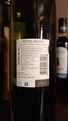 Valais Petite Arvine Les terrasses du Rhône 2022