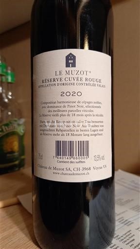 Valais Unspecified Le Muzot Réserve Rouge 2020