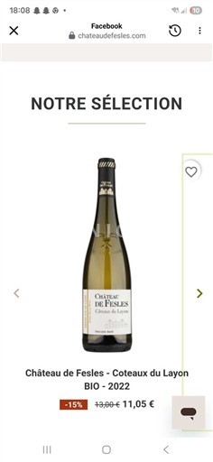 Thung lũng sông Loire Coteaux-du-layon Château Fesles 2022