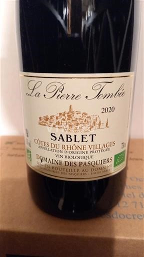 Vallée du Rhône Domaine S Pasquiers La Pierre Tombée 2020