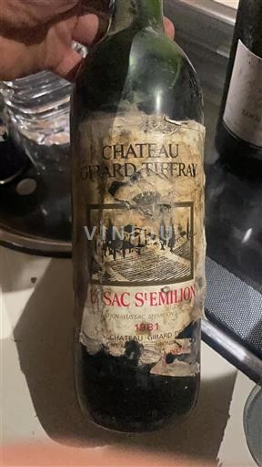 Bordeaux Lussac-Saint-Émilion Château Girard Tiffrey 1981