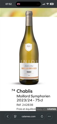 Bourgogne Chablis Moillard Symphorien 2023