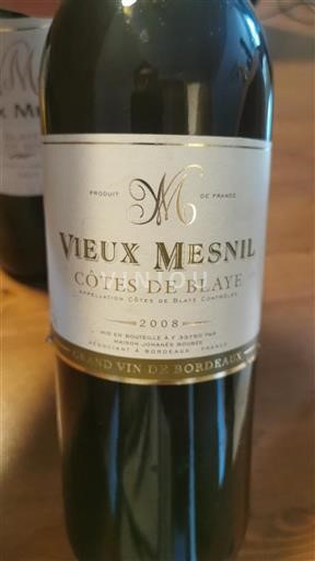 Bordeaux Côtes-de-blaye Vieux Mesnil 2008