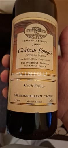 Bordeaux Côtes-de-bourg Château Fougas Prestige 1999