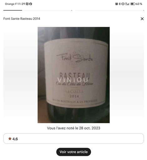 Rhônen laakso Rasteau Font Sante 2014