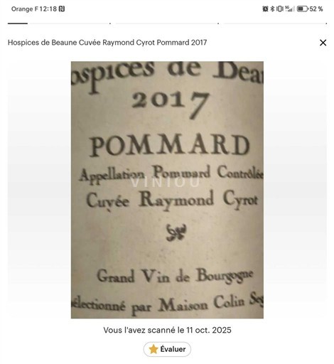 Vine Rouge sec Cuvée Raymond Cyrot Hospices de Beaune 2017 Frankrig Bourgogne Pommard AOC Grand Cru