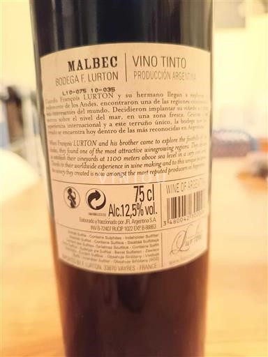 Rượu vang Rouge sec Bodega F. Lurton 2009 Argentina Mendoza Không được chỉ định