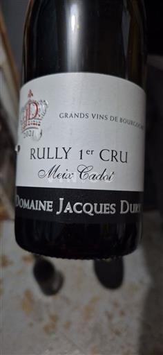 Bourgogne Rully Premier Cru Domaine Jacques Dury Meix Cadot 2021