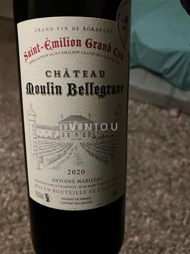 Bordeaux Saint-Émilion Grand Cru Grand Cru Château Moulin Bellegrave 2020