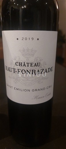 Bordeaux Saint-Émilion Grand Cru Grand Cru Château Haut-Fonrazade 2019