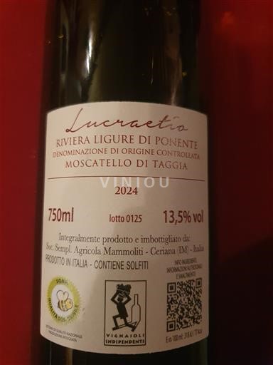 Ligurian maakunta Ponente Ligurian Riviera Agricola Mammoliti Moscatello di Taggia 2024