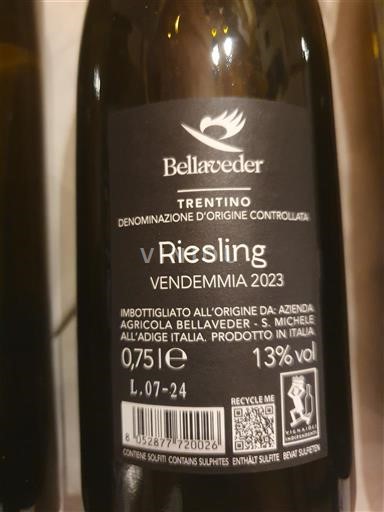 Trentino-Alto Adige Alto Adige Bellaveder Riesling 2023