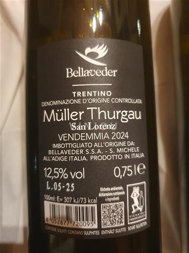 Trentino-Alto Adige Alto Adige Bellaveder Mille thurgau 2024