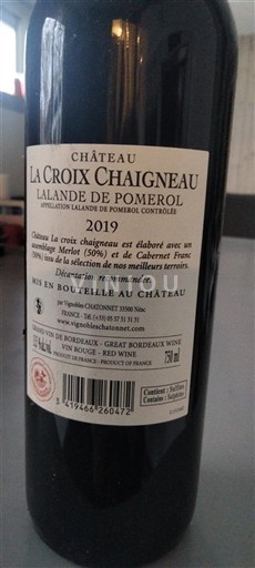Bordeaux Lalande-de-Pomerol Château La Croix Chaigneau 2019
