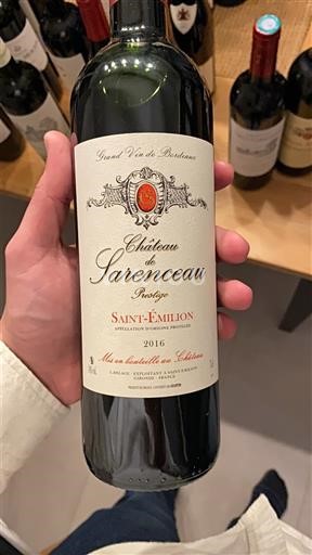 Bordeaux Saint-Émilion Château Sarenceau Prestige 2016