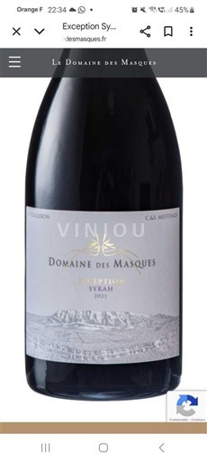 Provenza, bajo valle del Ródano, Córcega Mediterráneo Domaine S Masques Exception Syrah 2021