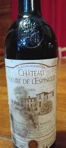 Bordeaux Premières-côtes-de-bordeaux Château Prieuré de L'Espinglet 2000