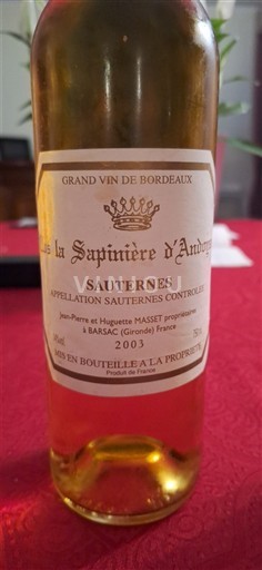 Bordeaux Sauternes Clos la Sapinière d'André 2003
