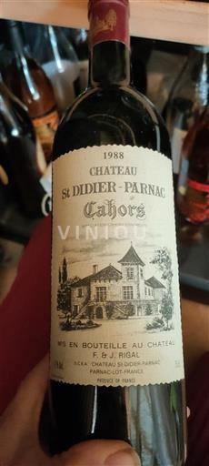 Vine Rouge sec Château Saint Didier Parnac 1988 Frankrig Sydvestfrankrig Cahors AOC