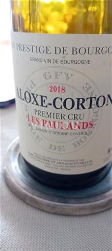 Burgundy Aloxe-Corton Premier Cru GFV Prestige de Bourgogne Les Paulands 2018