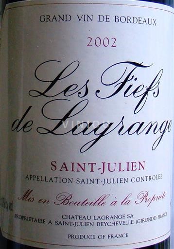 Bordeaux Saint-Julien Château Lagrange Fiefs de Lagrange 2002