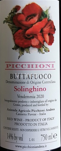 Lombardie Oltrepò Pavese Picchioni Buttafuoco Solinghino 2020
