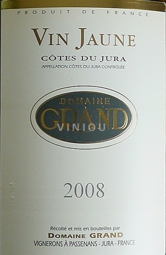 Wijnen Blanc sec Vin Jaune Domaine Grand 2008 Frankrijk Jura Côtes du Jura AOC
