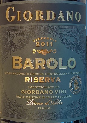Piemonte Barolosta Giordano Barolo Riserva 2011