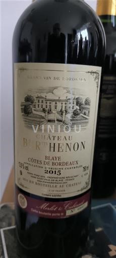 Bordeaux Blaye-Côtes-de-Bordeaux Château Berthenon 2015