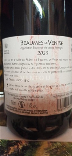 Valle del Ródano Beaumes de Venise Sca Rhonea Cru des Côtes du Rhône 2020