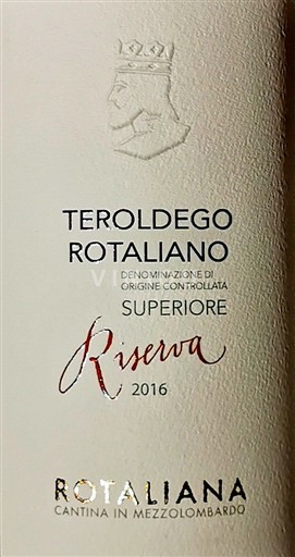 Trentin-Haut-Adige Cantina Rotaliana Teroldego Rotaliano DOC Superiore Riserva 2016