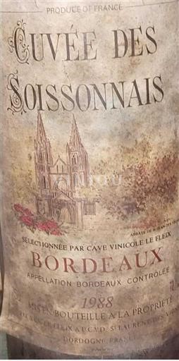 Burdeos Bordeaux Cave Vinicole Le Flex des Soissonnais 1988