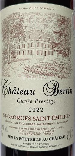 Bordeaux Saint-Georges-Saint-Émilion Château Bertin Prestige 2022