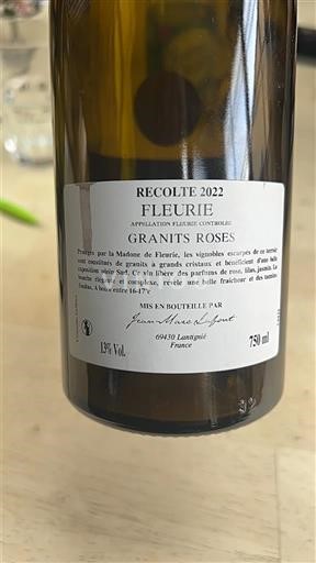 Beaujolais Fleurie Jean-Marc Burgaud Granits Roses 2022