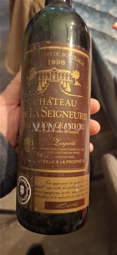 Burdeos Saint-Émilion Gran Cru Grand Cru Château La Seigneurie 1998
