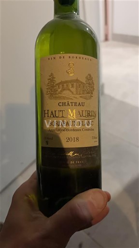 Rượu vang Blanc sec Château Haut Maurin 2018 Pháp Bordeaux Bordeaux trắng AOC