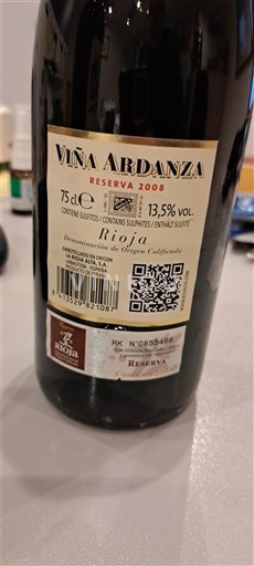 La Rioja Rioja Viña Ardanza Reserva 2008