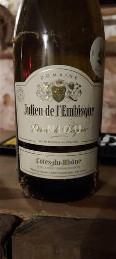 Rhônen laakso Côtes-du-rhône Domaine Julien de l'Embisque Délice de Viognier Ei vuosikertaa