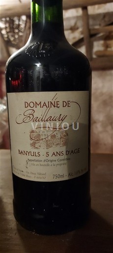 Roussillon Banyuls Domaine Baillaury 5 ans d'âge Niet-geïntegreerd