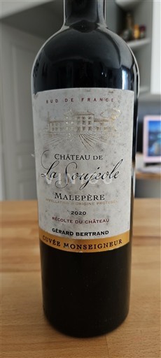 Viner Rouge sec Cuvée Monseigneur Château La Soujeole 2020 Frankrike Languedoc Malepère AOC